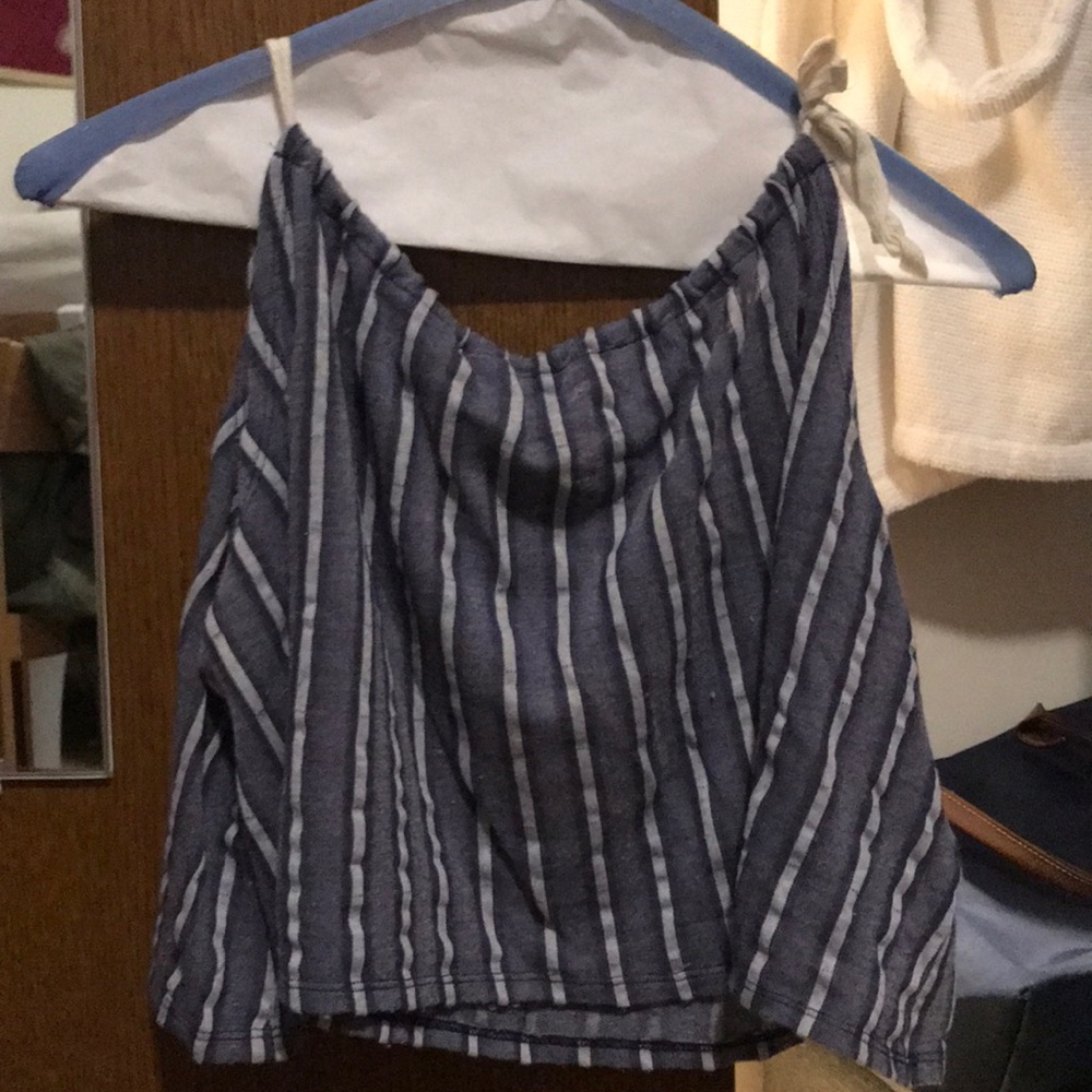 Blue and white striped tank top